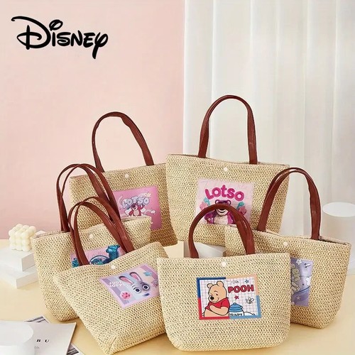 Disney Shanghai Winnie the Pooh Woven Straw Tote Bag Authentic Shoulder Tote Bag - Picture 3 of 19