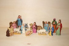 Ancienne crèche , lot de santons en cellosite , 14 personnages