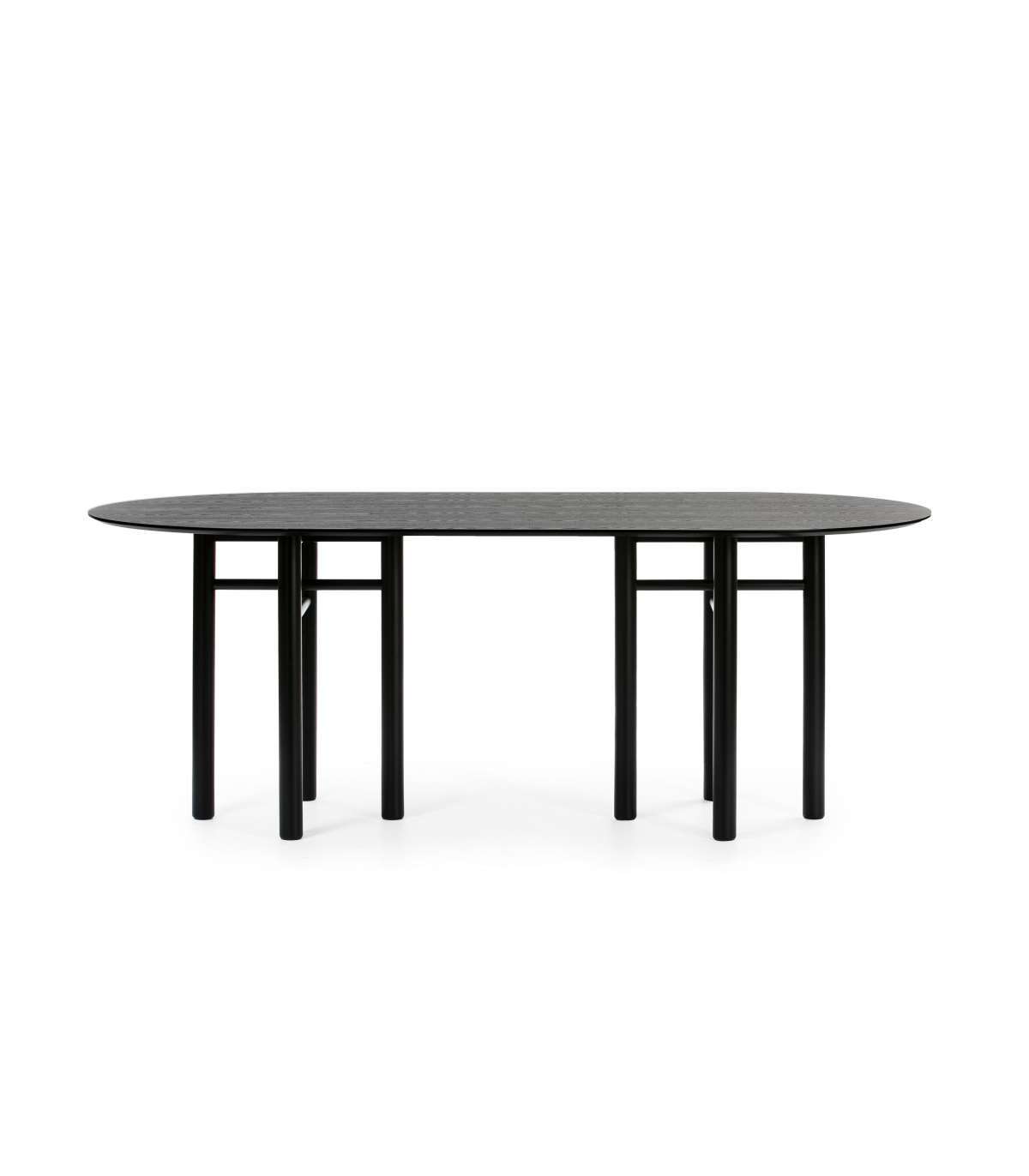 TEULAT, Mesa ovalada para cocina o comedor modelo Junco acabado negro, 100cm(anc