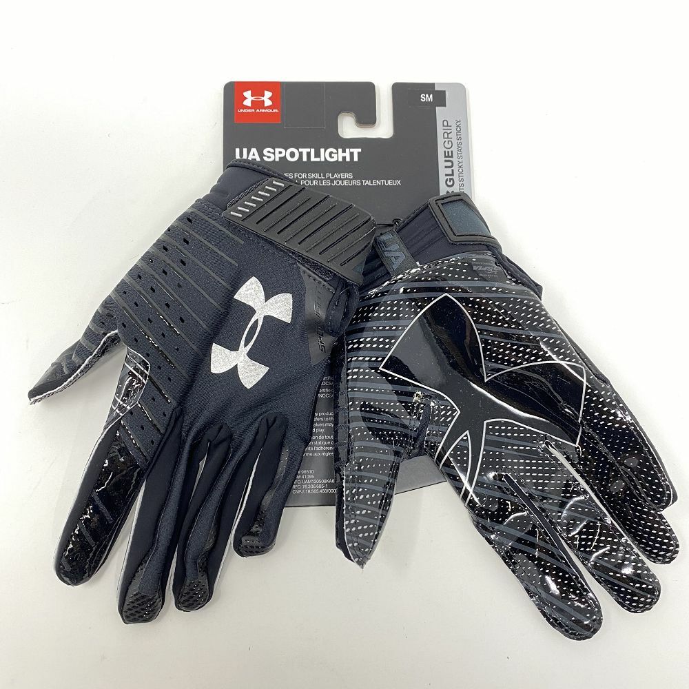NEW UA Spotlight Football Receiver Gloves Mens S Under Armour Flag