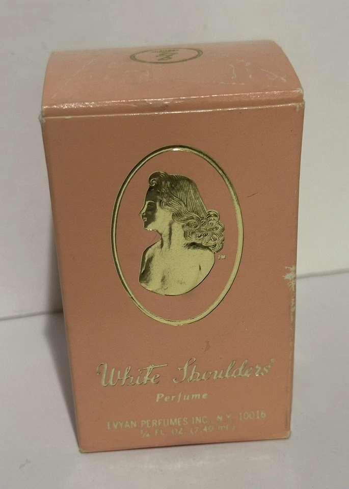 罕见复古 20 世纪 70 年代白色肩膀 Evyan 香水 7.4 毫升。 1/4 盎司 瓶装带盒 NOS — 第 3/4 张图片
