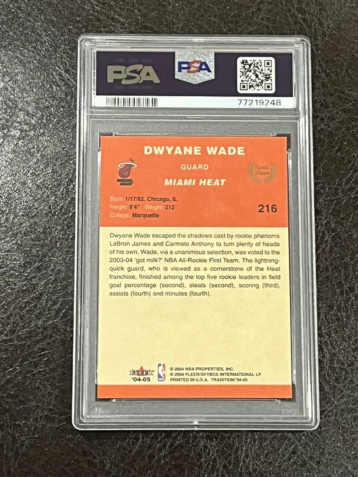 2004 Fleer Tradition Dwyane Wade #216 PSA 9 MINT! HOF Miami Heat  - Image 2 of 2