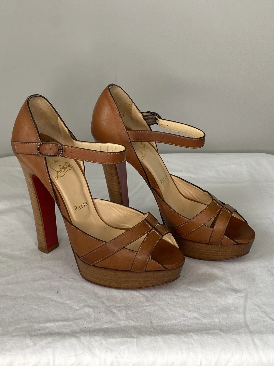 Christian Louboutin Leather Peep-toe Platform Sandals Sz 38 | eBay