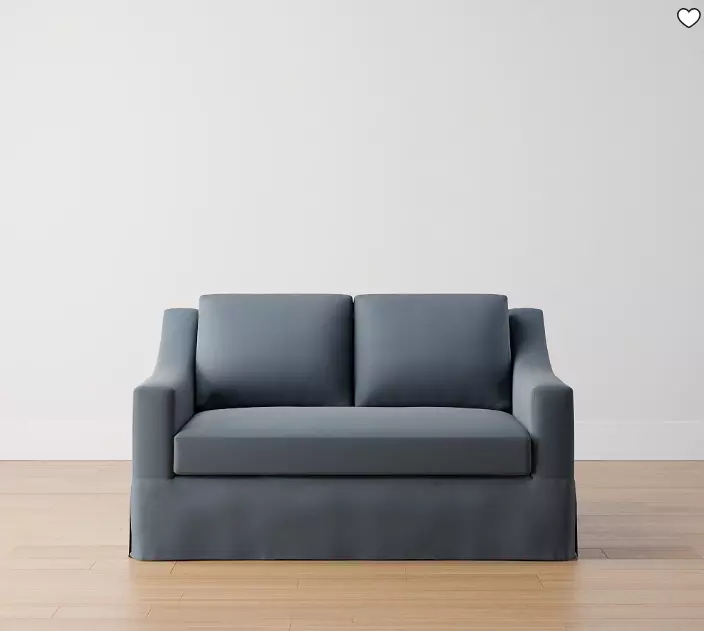 NEW Pottery Barn YORK Slope Arm Slate Gray Velvet 60