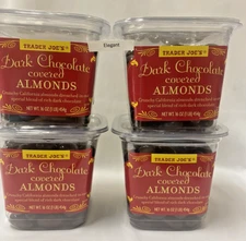 4 Packs Trader Joe’s Dark Chocolate covered Almonds 16oz 465g Total 64oz