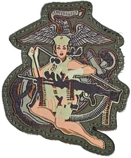 MSM DESERT MARINE PINUP GIRL MILSPEC MONKEY MULTICAM WOVEN HOOK MORALE PATCH