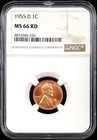 1955 D Lincoln Cent certified MS 66 RD by NGC!