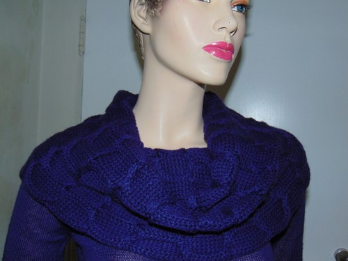 Tahari Cowl Neck Sweater Purple Abstract Cable Womens Knit Whimsigoth Classic XS - Picture 2 of 13