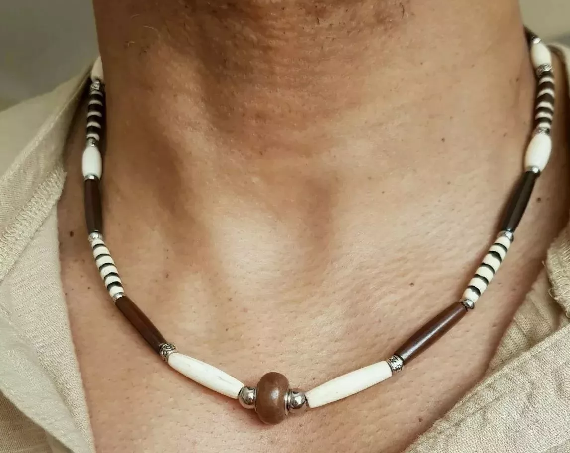 Vintage Brown Natural Wood Beads Short Choker Necklace Men Trendy Beaded  Chain Necklace On Neck 2022 Fashion Jewelry Collar Gift - Necklace -  AliExpress