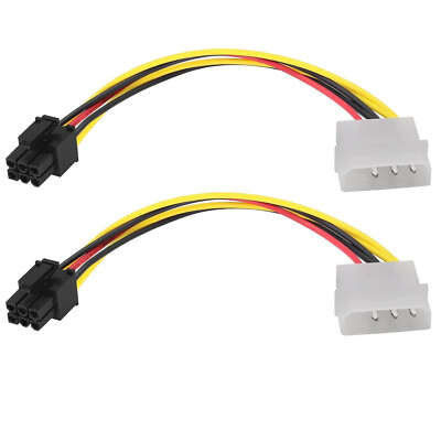2 Molex 4 Pin to 6 Pin PCI-E Express Graphics Card Power Converter Adapter Cable