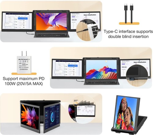 OFIYAA 12'' P2S-M Portable Monitor for Laptop | Triple Screen extender|MacOnly - Picture 4 of 9