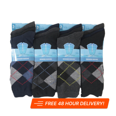 6 Pairs Non Elastic Diabetic Mens Socks Easy Gentle Grip Loose Wide
