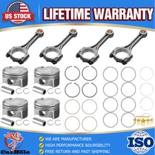 4 Con Rod & 0.50MM Piston Ring Kit For Hyundai Elantra Kia Soul Forte 1.6T Turbo