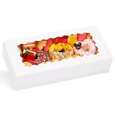 30PCS White Cookie Boxes with Window 12x5.5 Inch Dessert Treat Boxes