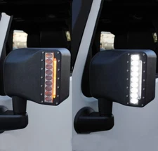 Xprite Side View Mirrors w/ LED Turn Signal Light for 07-18 Jeep Wrangler JK JKU