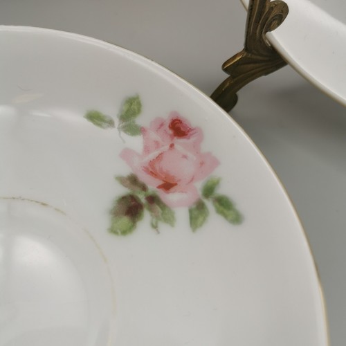 Pair Victoria China Czechoslovakia Saucers. Floral Tea Plates. Pink Rose. - Picture 5 of 6