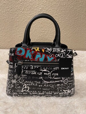 DKNY SIGNATURE GRAFFITI PAIGE MD SATCHEL SHOULDER HANDBAG