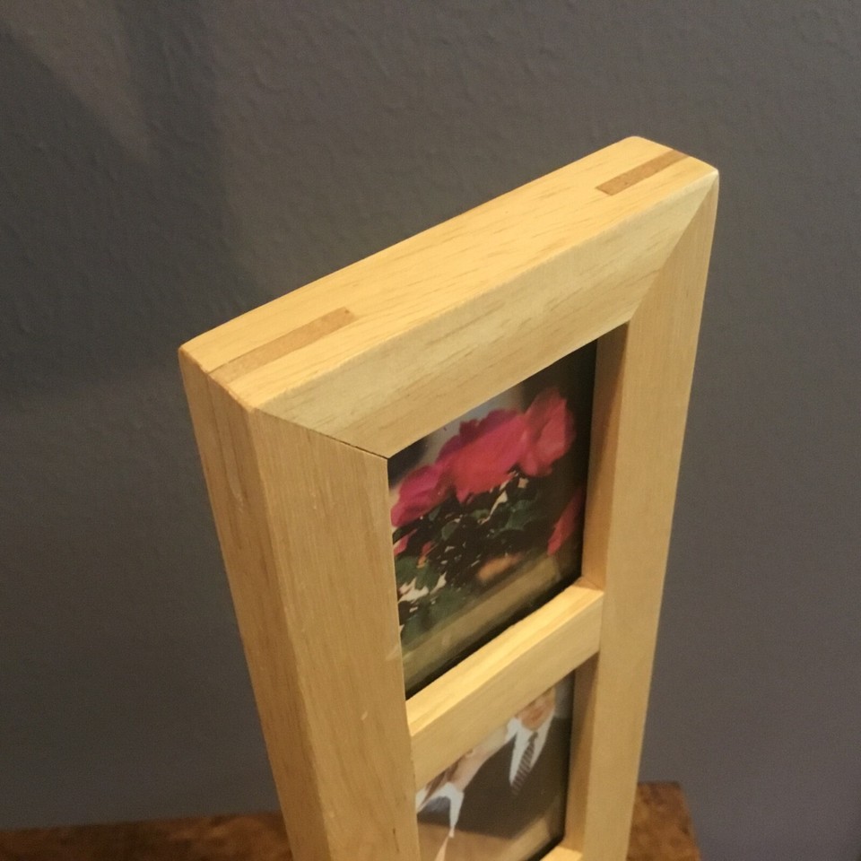 MALDEN Wood Picture Frame Freestanding Vertical 3 Stacking Photos