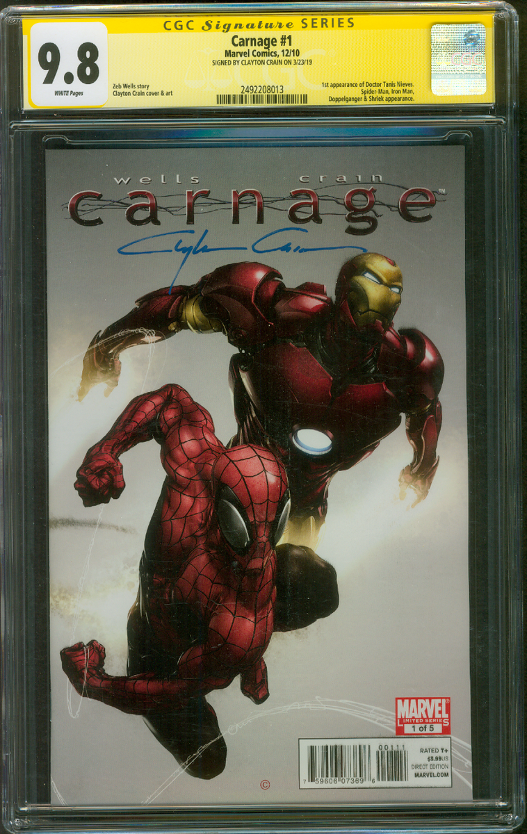 Carnage 1 CGC 9.8 SS Crain 1st Dr Tanis Spider Man Iron Man 12/10
