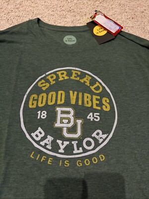Life Is Good Mens XXL Green Long Sleeve T-Shirt - BAYLOR BEARS - New w/ Tags 2XL
