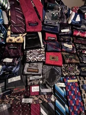 Lot of 50 ties plus 2 tie hangers. Multiple brands, materials, and colors
