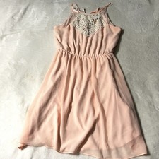 Maurice’s Peach Lace Front Halter Summer Sheer/Lined Dress-Small