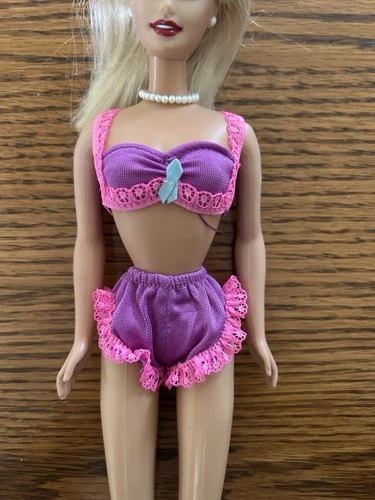 Vintage Barbie Fancy Frills Fashion #2976 Pink Purple Blue Lingerie Set Mattel