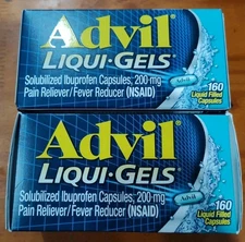 Lot Of 2 Advil Liqui Gels Pain Reliever Fever Reducer 160 Liquid Filled Capsules