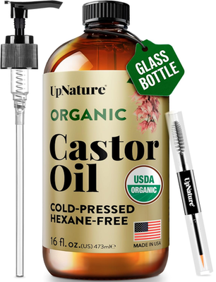 #ad #ad UpNature Organic Castor Oil in Glass Bottle 16 oz 100% Pure Cold Pressed Unref $26.05