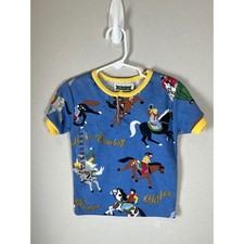 Lake Matley Kids Blue Western Rodeo Cowboy Fringe Pajama Set Size 5 Vintage