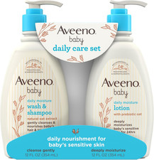 Aveeno Baby Daily Care Gift Set with Oat Extract  Prebiotic Oat, Contains Daily