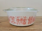 Vintage Pyrex 472 Pink Amish Butterprint  1 1/2 pint Round Casserole Dish & Lid