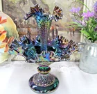 Rare  FENTON AMETHYST CARNIVAL DIAMOND LACE ONE HORN EPERGNE marked