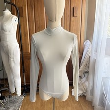 Zara White Mockneck Bodysuit Long Sleeve Stretch Cream READ