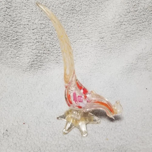 Murano Venetian Art Glass Bird Figurine Aventurine Gold Flecks Multicolor Italy