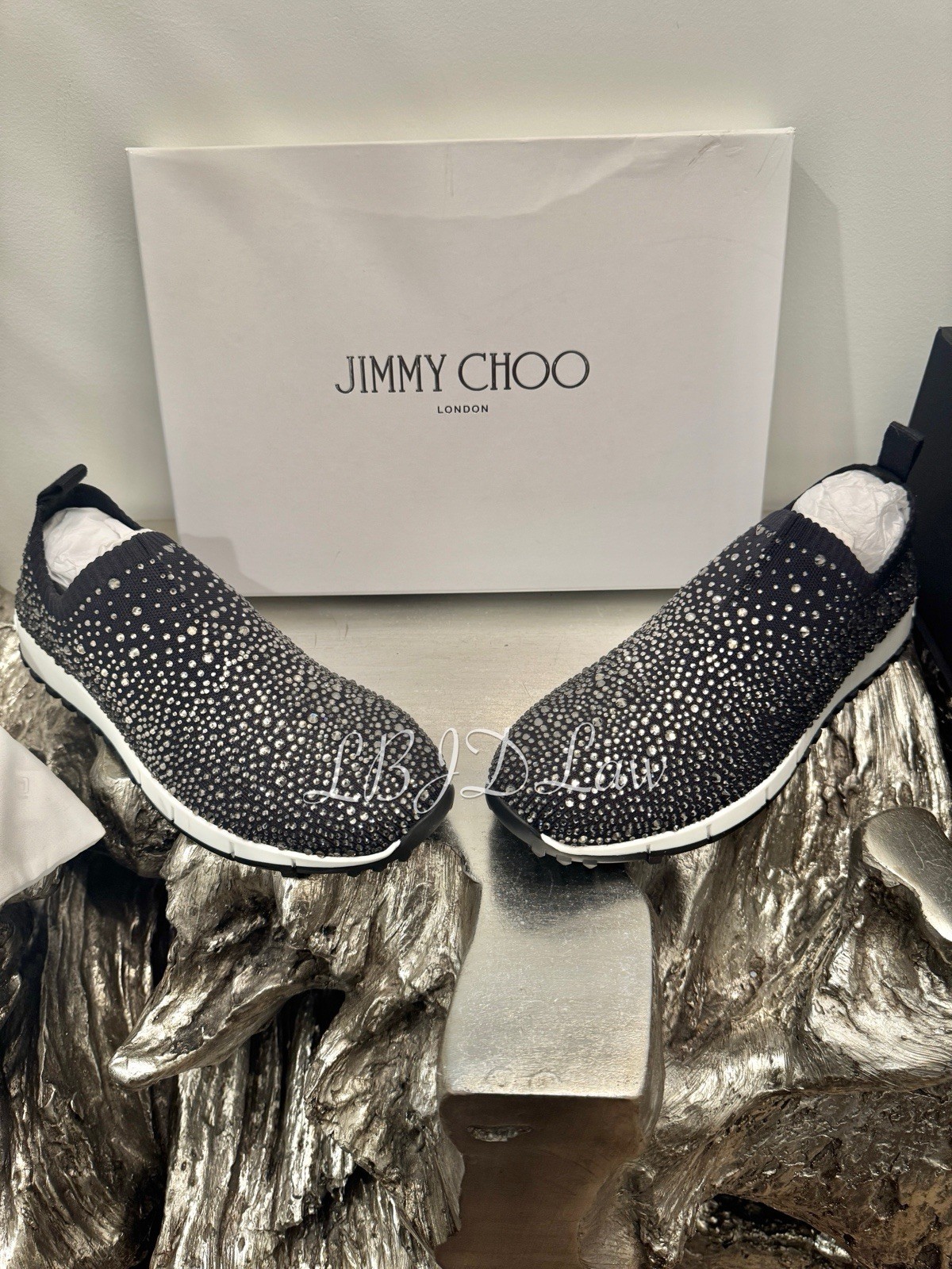 JIMMY CHOO Verona Crystal  stretch-knit slip-on sneakers 39 $1,995 Rhinestone image 8