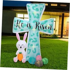 5.9 ft Easter Inflatables Outdoor Decorations with LED Lights Bunny He is Cute