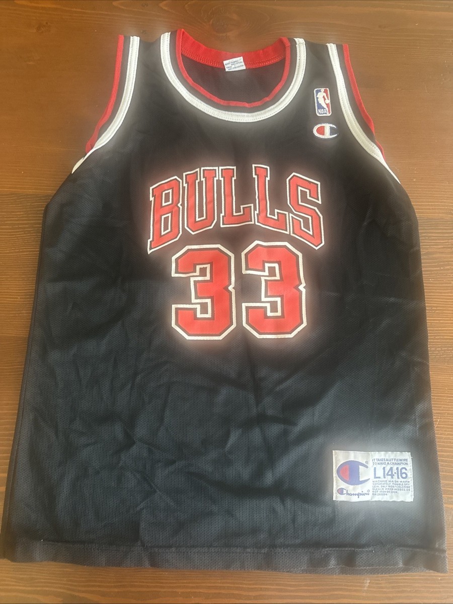 Vtg 90s Champion Scottie Pippen #33 Chicago Bulls Black Jersey