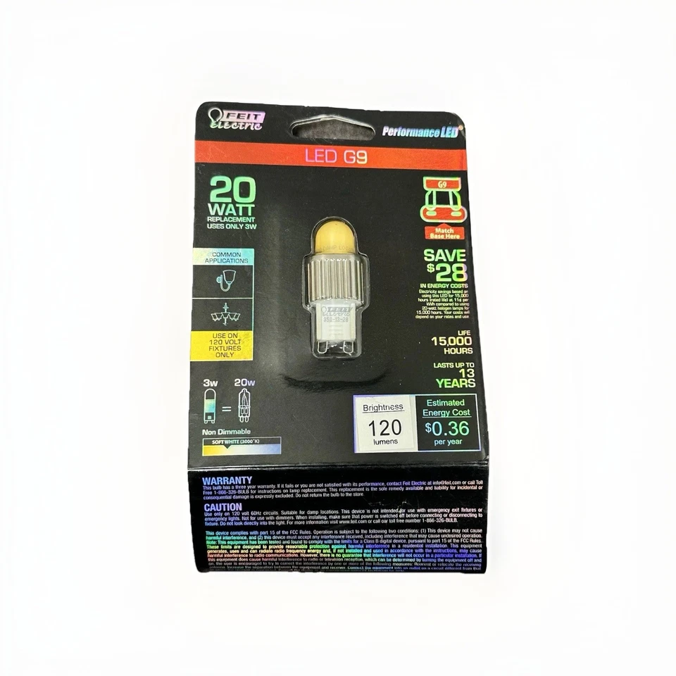 Feit Electric LED G9 / 20W LED Light Bulb 120V 3000K Warm White 120 Lumens - Image 2 of 3