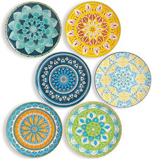Dinner Plates Set of 6-10 Inch Large Ceramic Plate for Salad, Pasta, Steak - Col