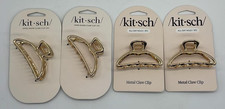 4PK Kitsch Metal Open Shape Claw Clip 3 Total GOLD FAST SHIP READ