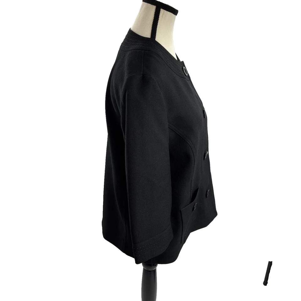 Alfred Dunner Womens Size 10P Jacket Black Button Front 3/4 Sleeve Petite - Image 3 of 4