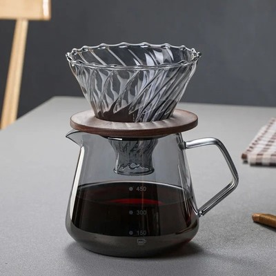 Pour Over Kaffeekannen Set Glas Karaffe Filter Handgebraucht