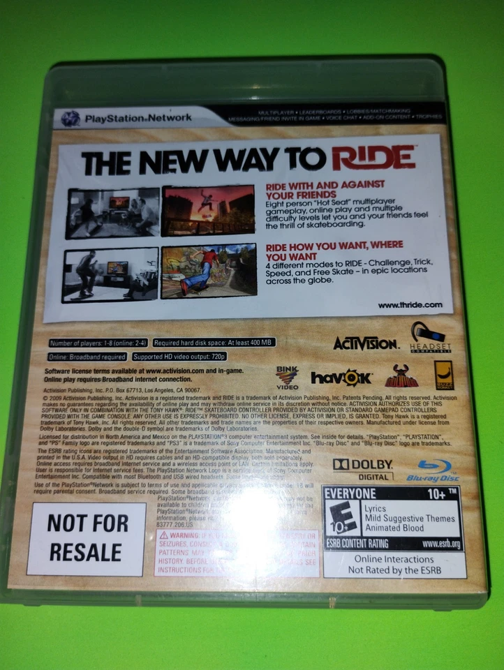 Tony Hawk Ride (Sony PlayStation 3, PS3) - NOT FOR RESALE EDITION with Board!!!! - Image 2 of 4