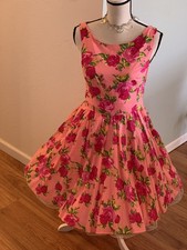 Betsey Johnson Pink Floral Fit Flare party Dress Size 6 coquette feminine girly