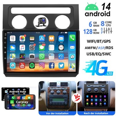 6+128G Android14 10'' Carplay Autoradio GPS BT Kam+ Für VW Touran 1T1 1T2 1T3 RDS