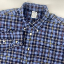 Brooks Brothers Regent Non-Iron Supima Cotton Blue Plaid Button Down Shirt XL