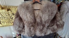 BEAUTIFUL Vintage LUXURIOUS Gray Fox Fur Wrap Cape Stole Small Medium