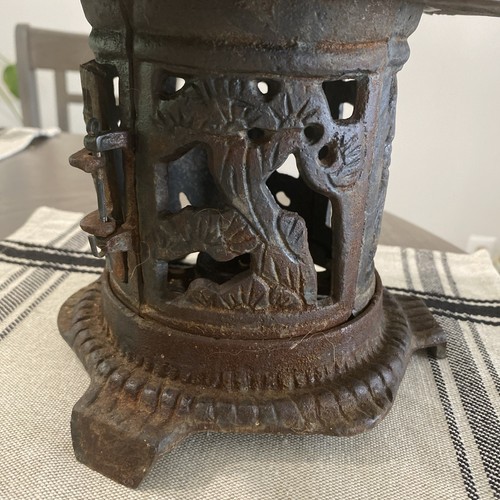Bellissima antica lanterna da giardino giapponese cinese in ghisa pagoda uccellino bambù - Foto 3 di 7