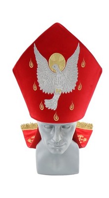 Red Bishop's Miter Mitre ''Holy Spirit'' Vestment Mitre Rouge Rot Mitra Roja
